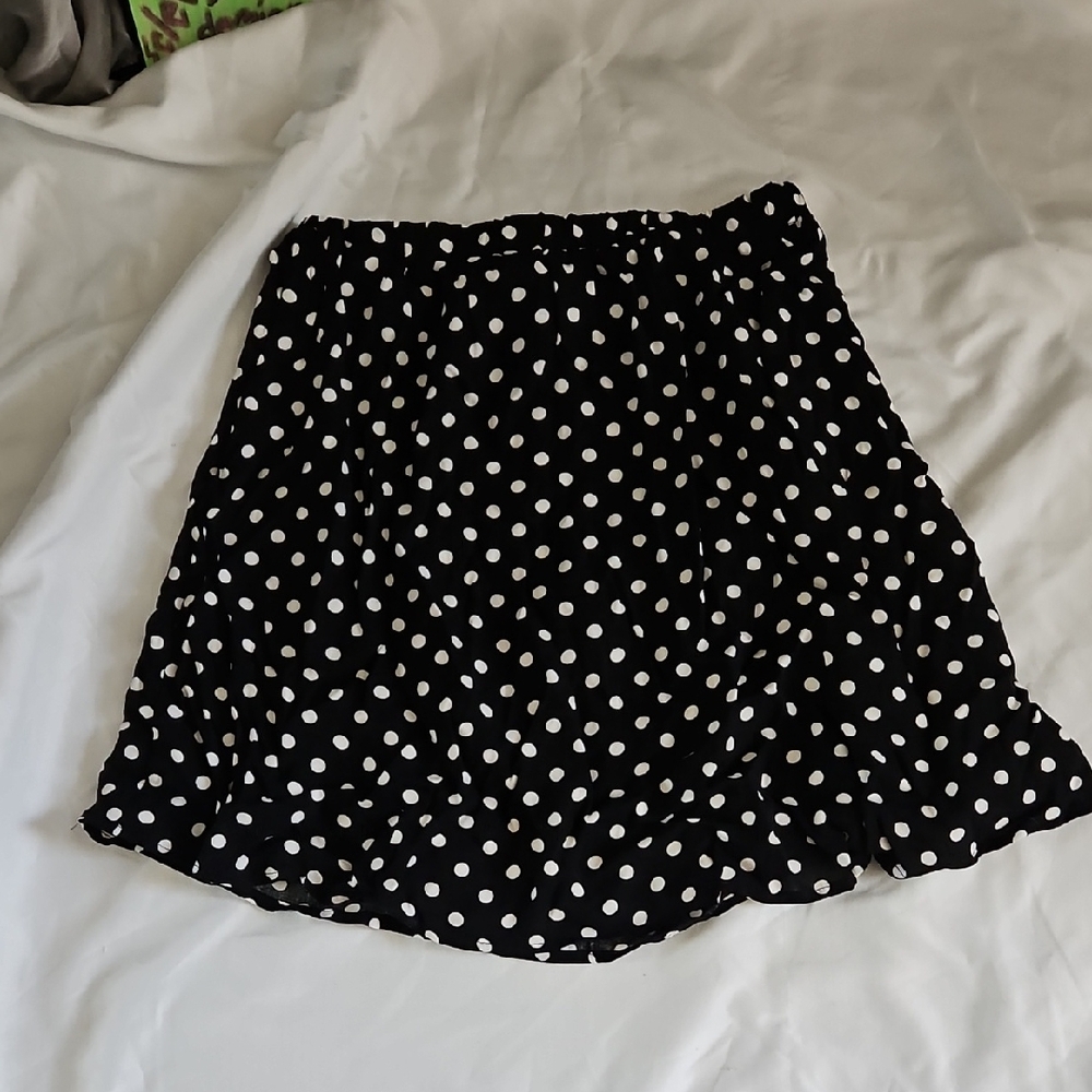 Francesca's Collections Black and White Polka Dot Mini Skirt
